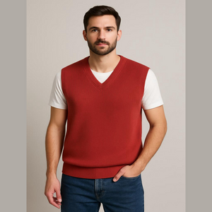 IZOD Red Ribbed Knit V Neck Sweater Vest Men's Large